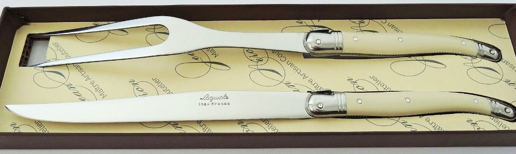 French Home Laguiole Faux Yellow Ivory Steak Knives, Set of 4