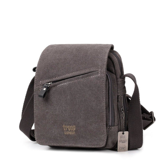 Classic Small Zip Front Cross Body Bag | Charcoal