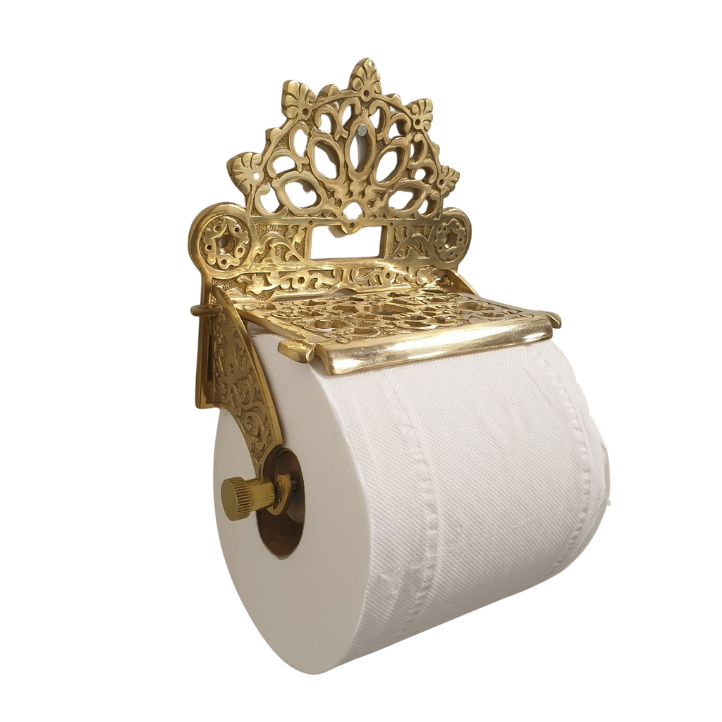 Victorian Lidded Toilet Roll Holder | Brass
